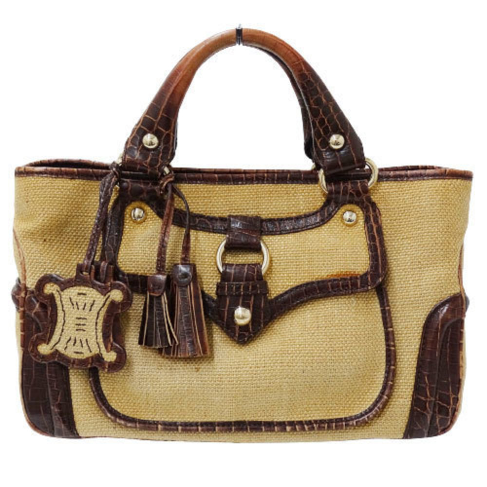 Celine Handbag Hemp Leather Boogie Bag Natural Brown